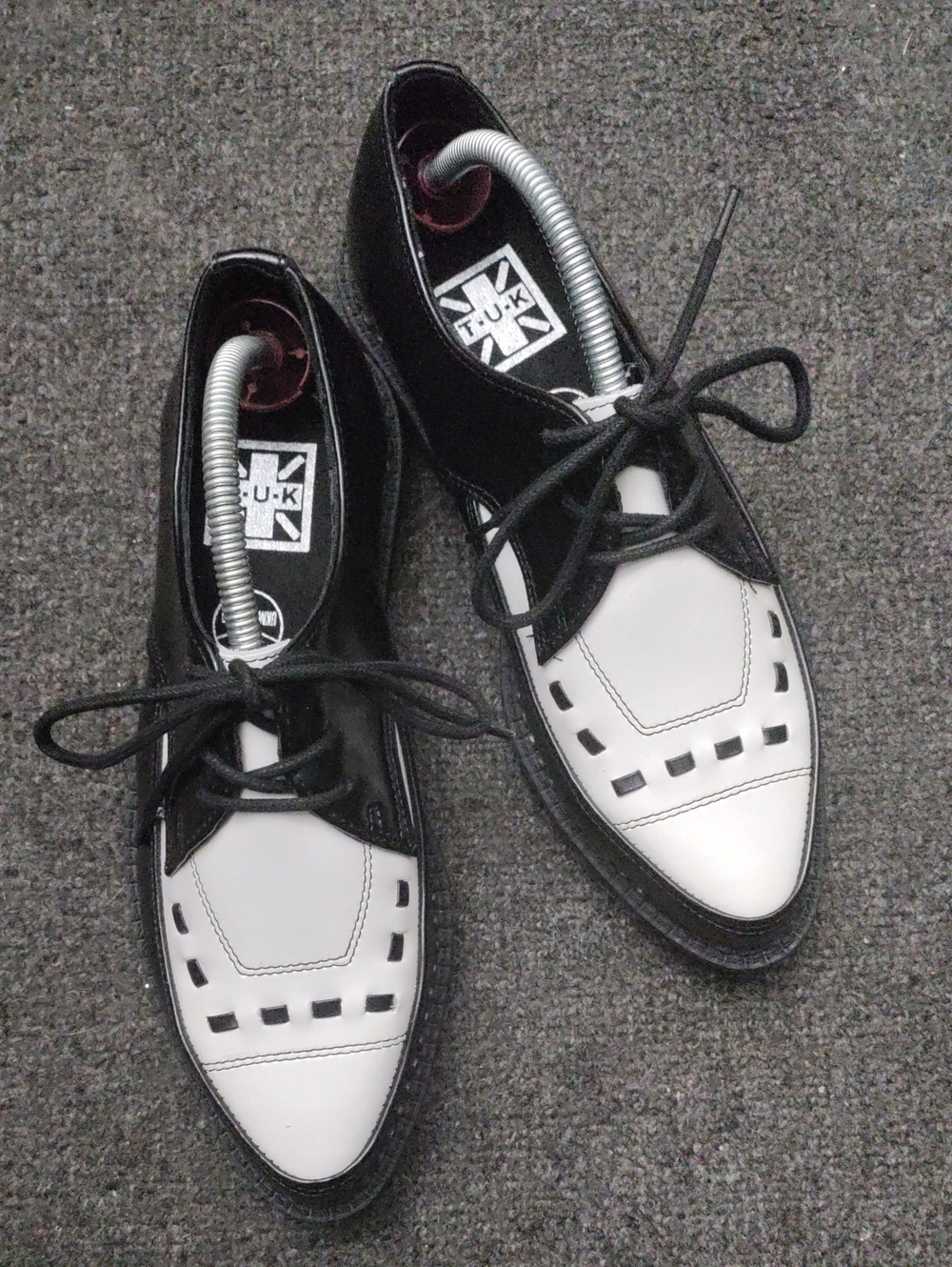 T.U.K  Black and White Two-Tone Saddle Oxfords